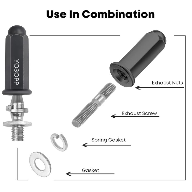 YOSOPP GY6 Exhaust Bolt Nuts for 50cc 70cc 90cc - Black, 110cc 125cc 150cc Scooters ATVs GMB139 Engine Moped Quad 4 Wheeler Dune Buggy Go Karts - Taotao Sunl Coolster - Jonway Roketa Sandrail - Image 2